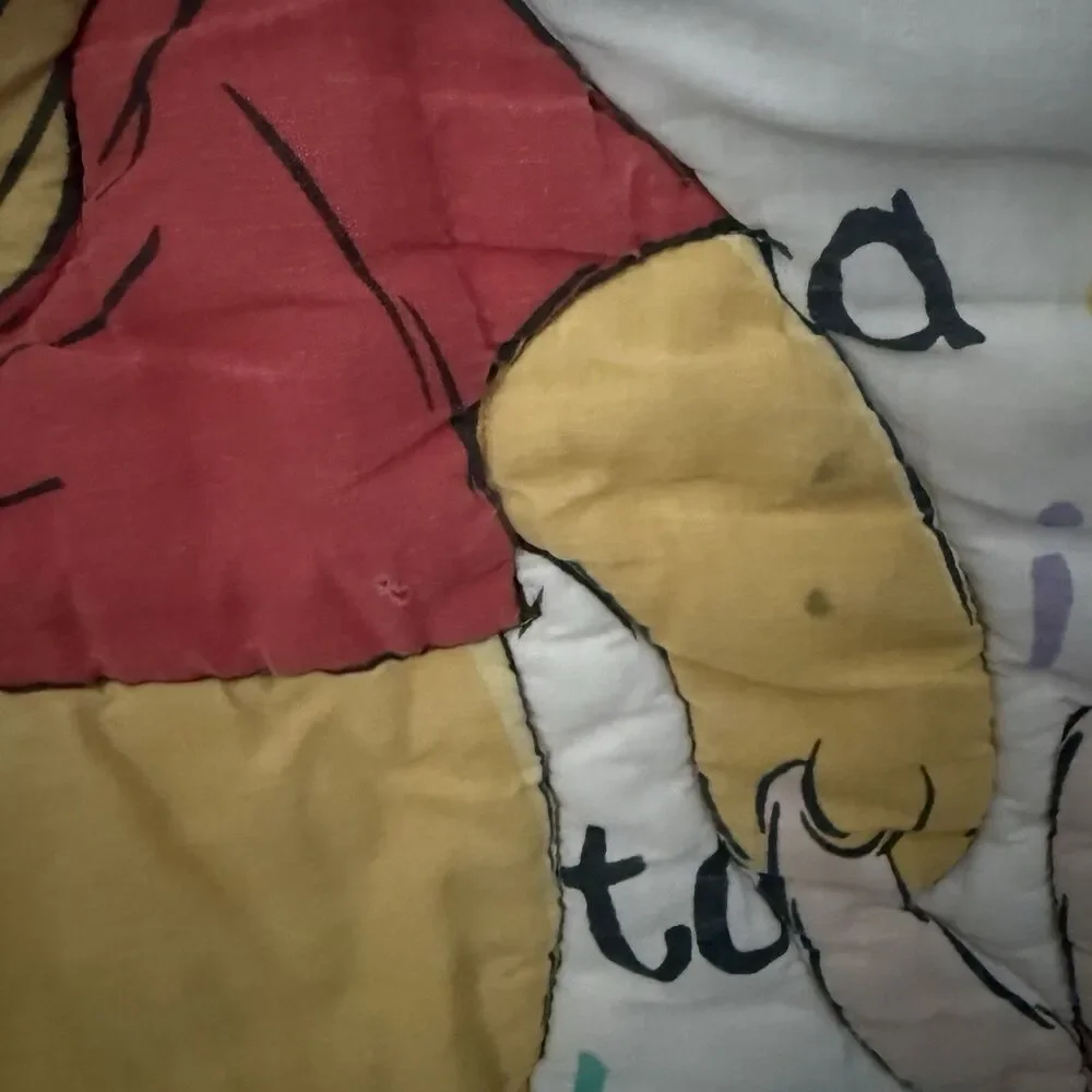 Vintage Winnie the Pooh Piglet Crib Comforter Quilt 32x42 Colorful 1996 Flawed
